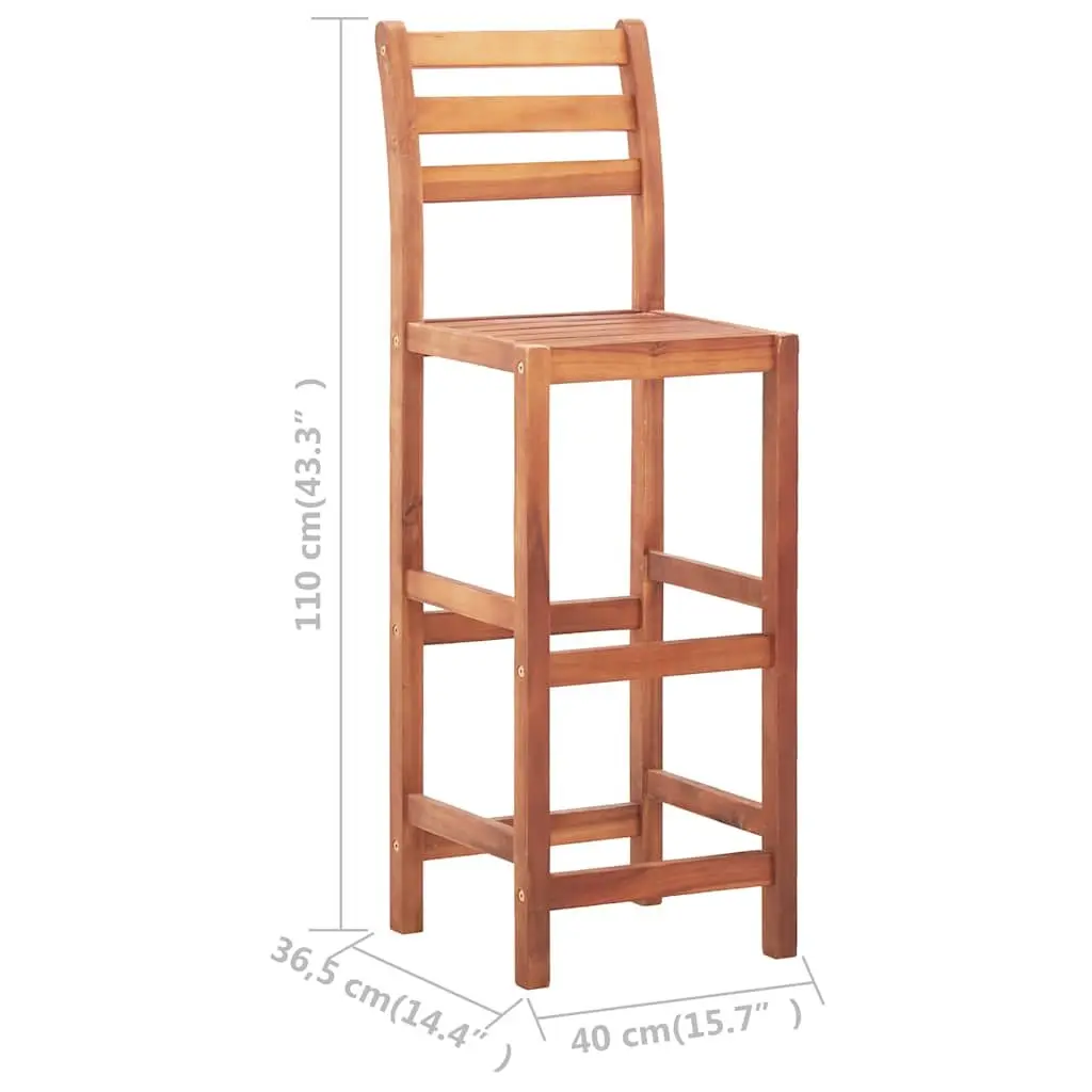 4-Piece Wooden Bar Stool Set with Backrest
