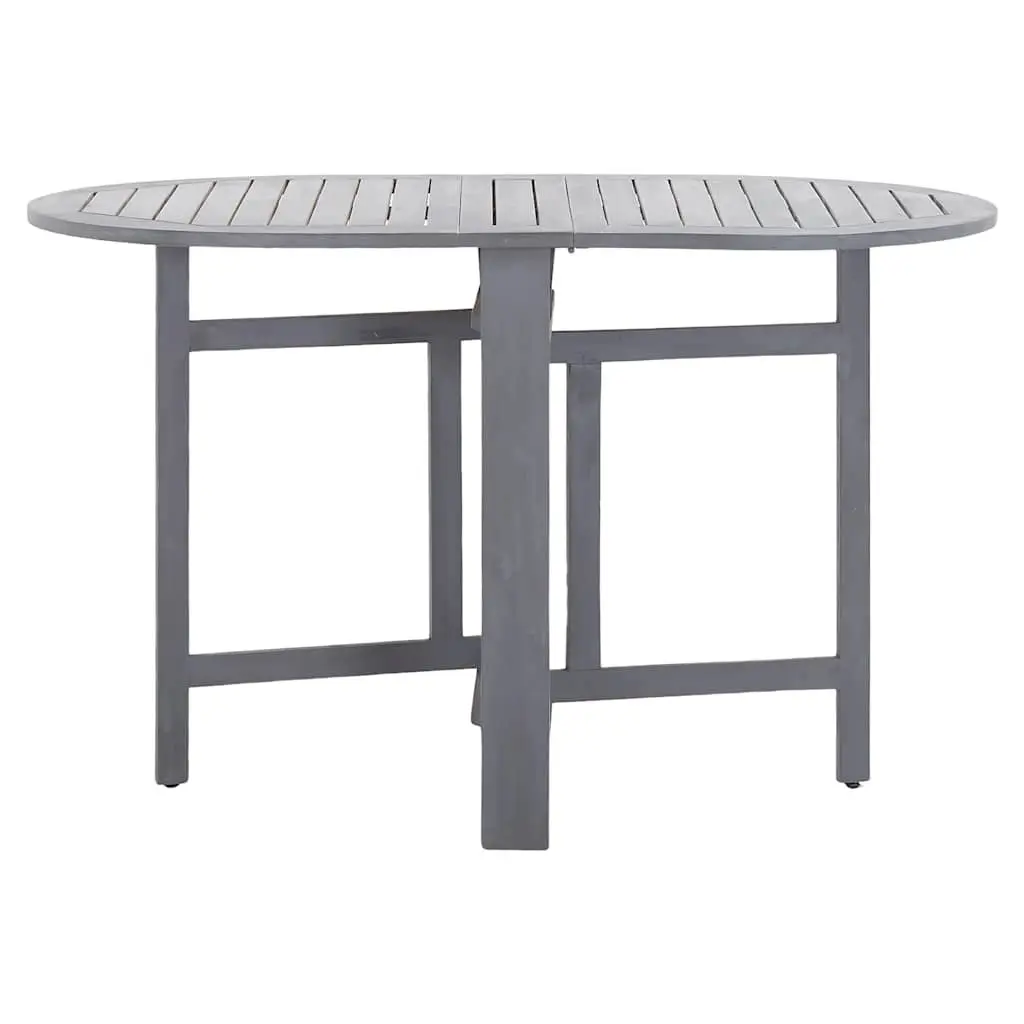 Outdoor Dining Table Solid Acacia Wood Grey Oval 120x70x74cm