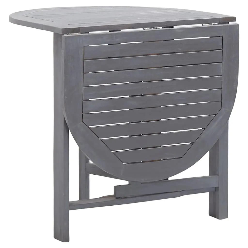 Outdoor Dining Table Solid Acacia Wood Grey Oval 120x70x74cm