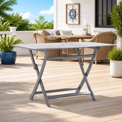 Outdoor Folding Dining Table with Parasol Hole - Grey
