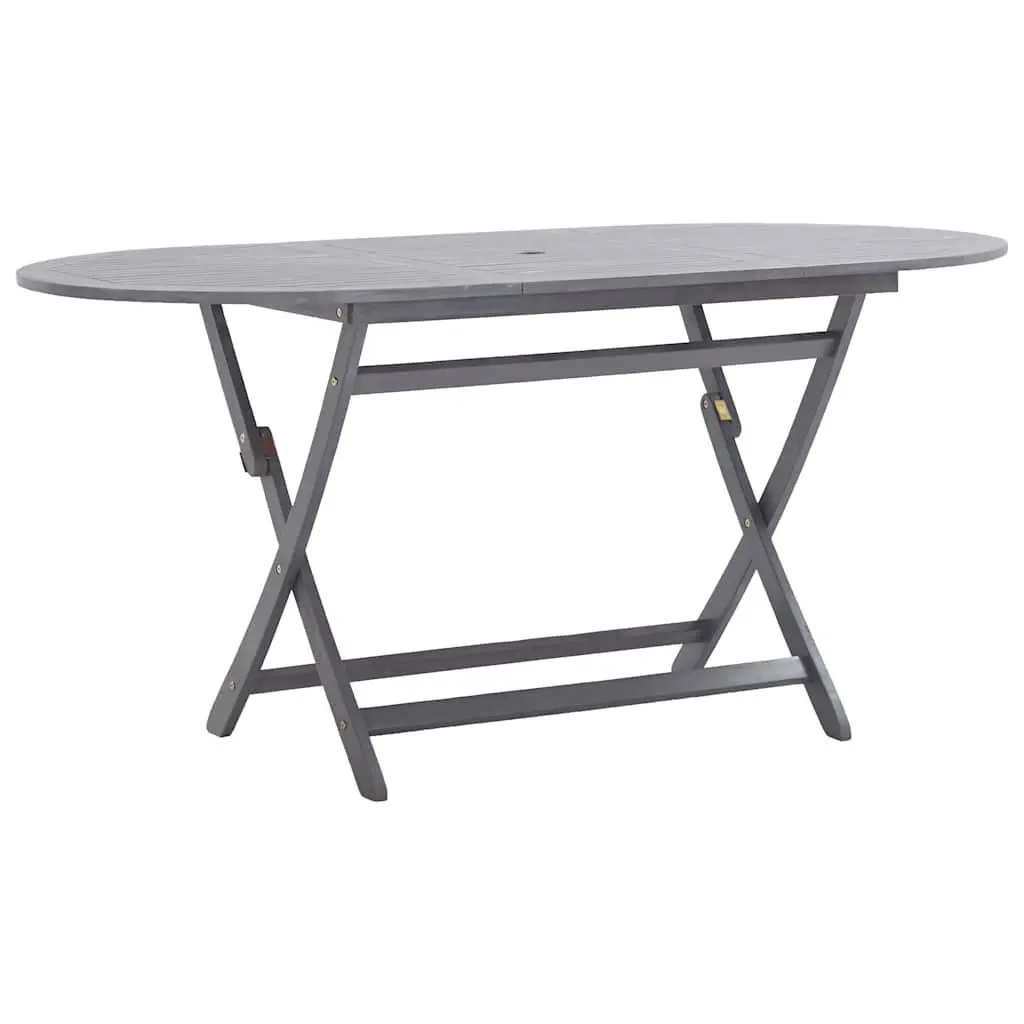 Solid Acacia Wood Folding Outdoor Dining Table in Grey