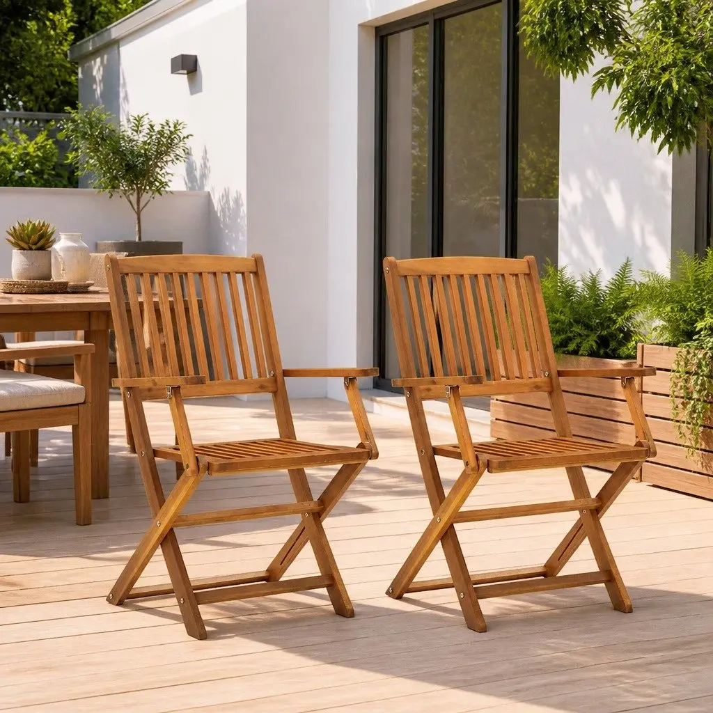 Folding Outdoor Chairs 2 pcs for Garden & Patio
