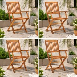 Brown Folding Outdoor Chairs Set of 4 for Patios