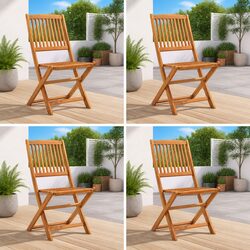 4-Piece Folding Outdoor Chair Set in Brown for Gardens