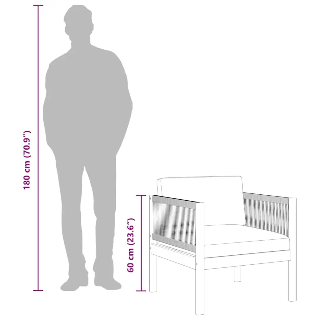 Outdoor Garden Chairs 2pc Set Solid Wood Patio Seating Rope Design Brown