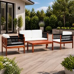 Durable 4 Piece Garden Lounge Set with Acacia Wood