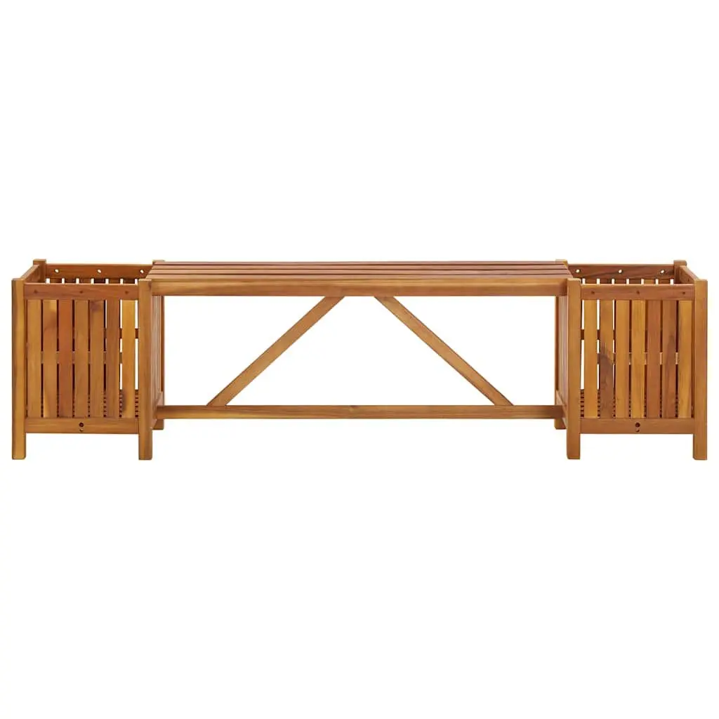 Acacia Wood Garden Bench with Planters for Outdoors