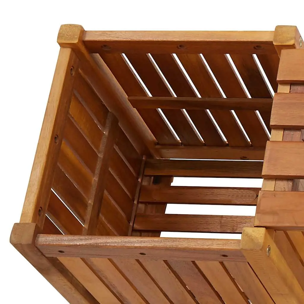 Acacia Wood Garden Bench with Planters for Outdoors