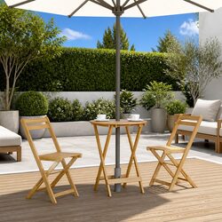 Brown Acacia Wood Folding Garden Dining Table 60x75cm