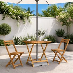 Brown Wooden Folding Dining Table for Garden 70x70x75cm