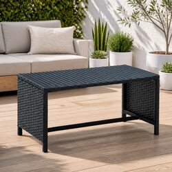 Sturdy Black Poly Rattan Coffee Table 70x40x38 cm