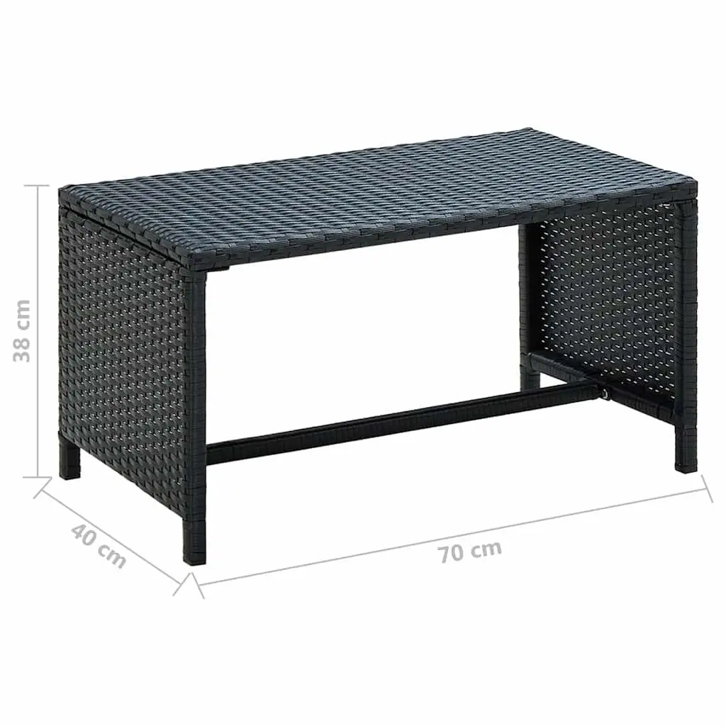 Black Poly Rattan Coffee Table 70x40x38 cm