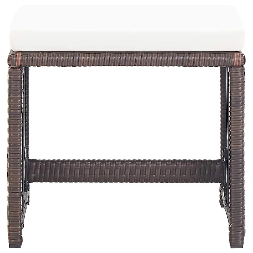 2 Pack Brown Rattan Garden Stools with Cushions