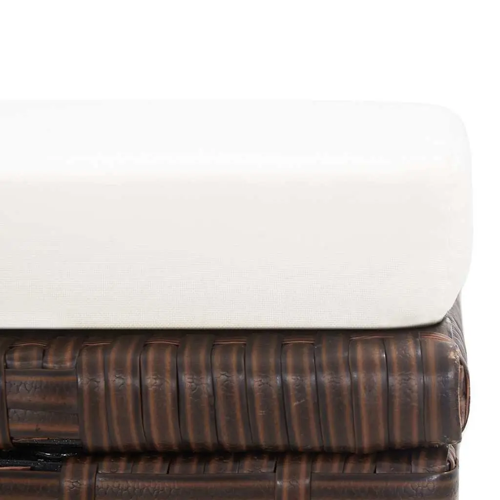 2 Pack Brown Rattan Garden Stools with Cushions