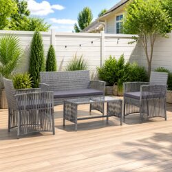 Premium 4 Piece Rattan Garden Lounge Set for Outdoors