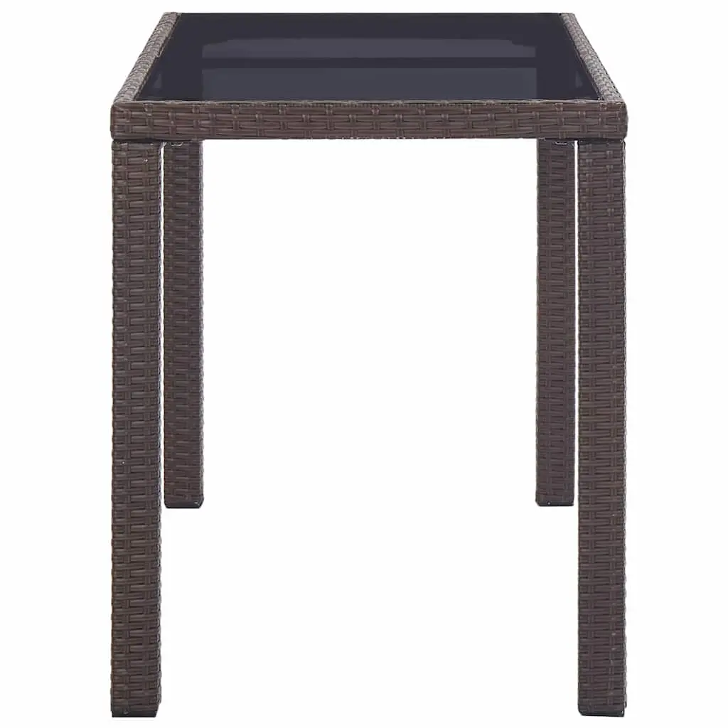 Garden Table Poly Rattan Brown 123 x 60 x 74 cm Glass Top