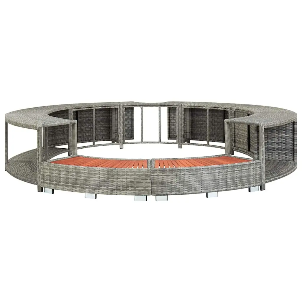 Grey Poly Rattan Hot Tub Surround for Storage