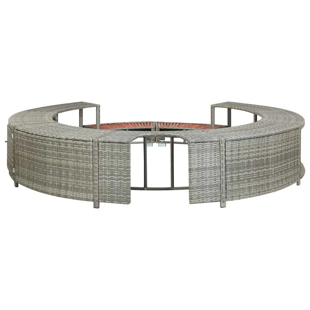 Grey Poly Rattan Hot Tub Surround for Storage