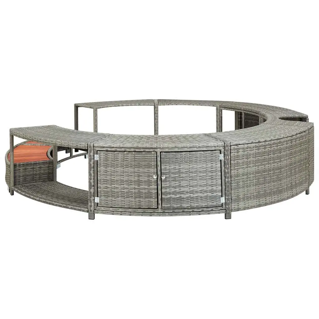 Grey Poly Rattan Hot Tub Surround for Storage