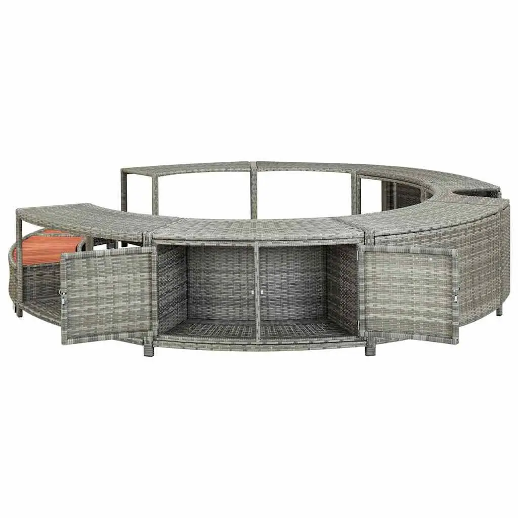 Grey Poly Rattan Hot Tub Surround for Storage