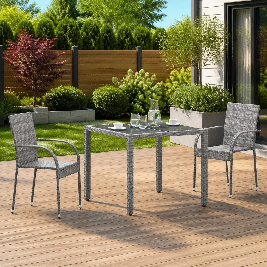 Stackable Grey Outdoor Chairs Set of 2