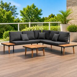 Durable 4-Piece Garden Lounge Set with Cushions in Grey