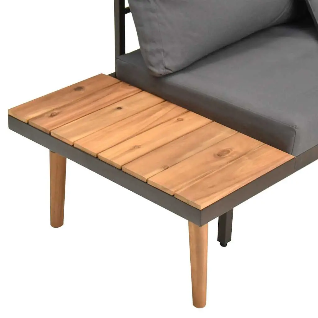 Garden Lounge Set Solid Acacia Wood Steel Frame 4 Piece Outdoor Sofa Patio Furniture Grey