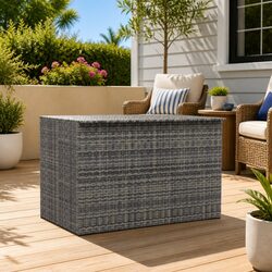 Durable Grey Poly Rattan Outdoor Storage Chest