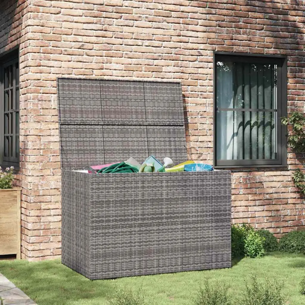 Grey Poly Rattan Outdoor Storage Chest