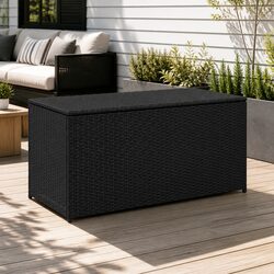 Premium Outdoor Storage Box Poly Rattan 100x50x50cm Black