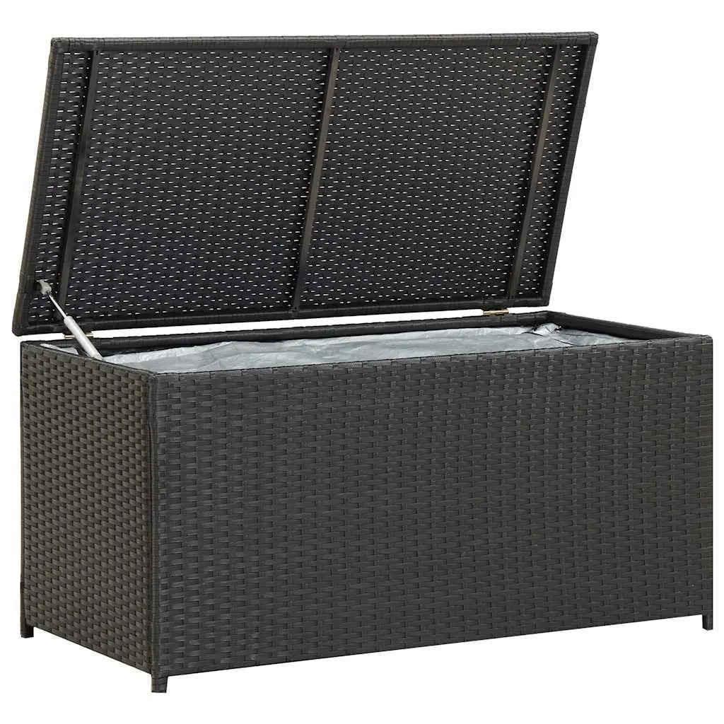 Outdoor Storage Chest Black Poly Rattan 100x50x50cm Garden Furniture Cushion Organizer