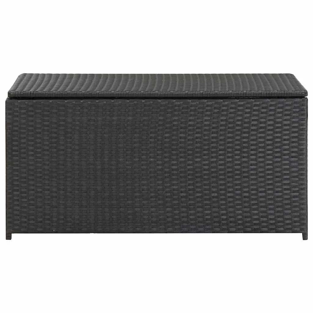 Outdoor Storage Chest Black Poly Rattan 100x50x50cm Garden Furniture Cushion Organizer