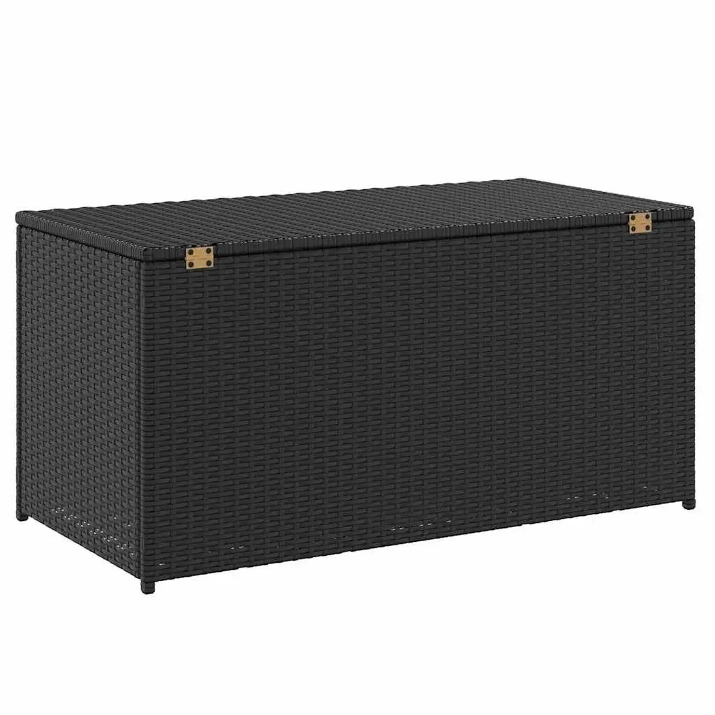 Outdoor Storage Chest Black Poly Rattan 100x50x50cm Garden Furniture Cushion Organizer