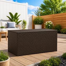 Durable Garden Storage Box with Poly Rattan Design