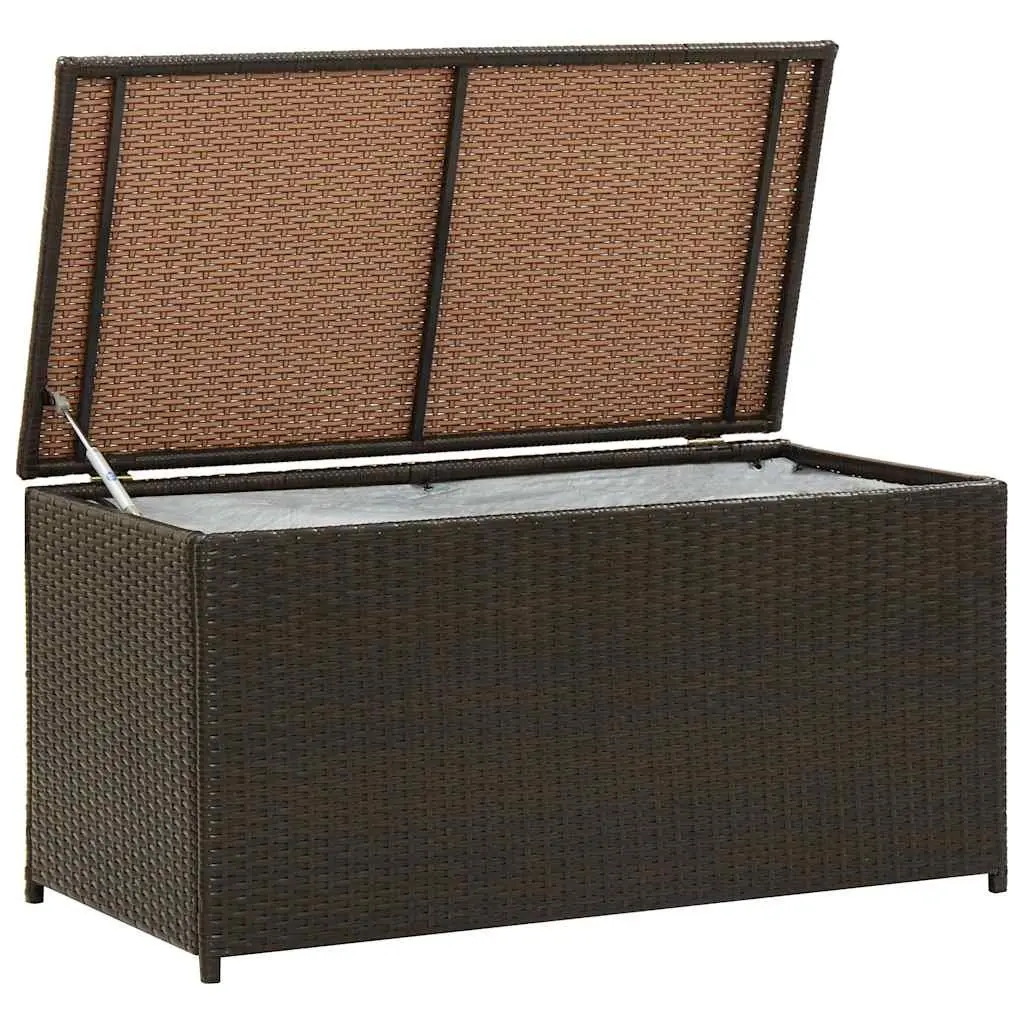 Garden Storage Box Poly Rattan Outdoor Indoor Trunk Brown 100x50x50cm