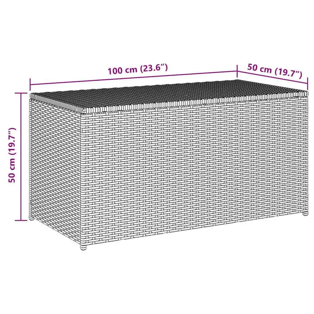 Garden Storage Box Poly Rattan Outdoor Indoor Trunk Brown 100x50x50cm