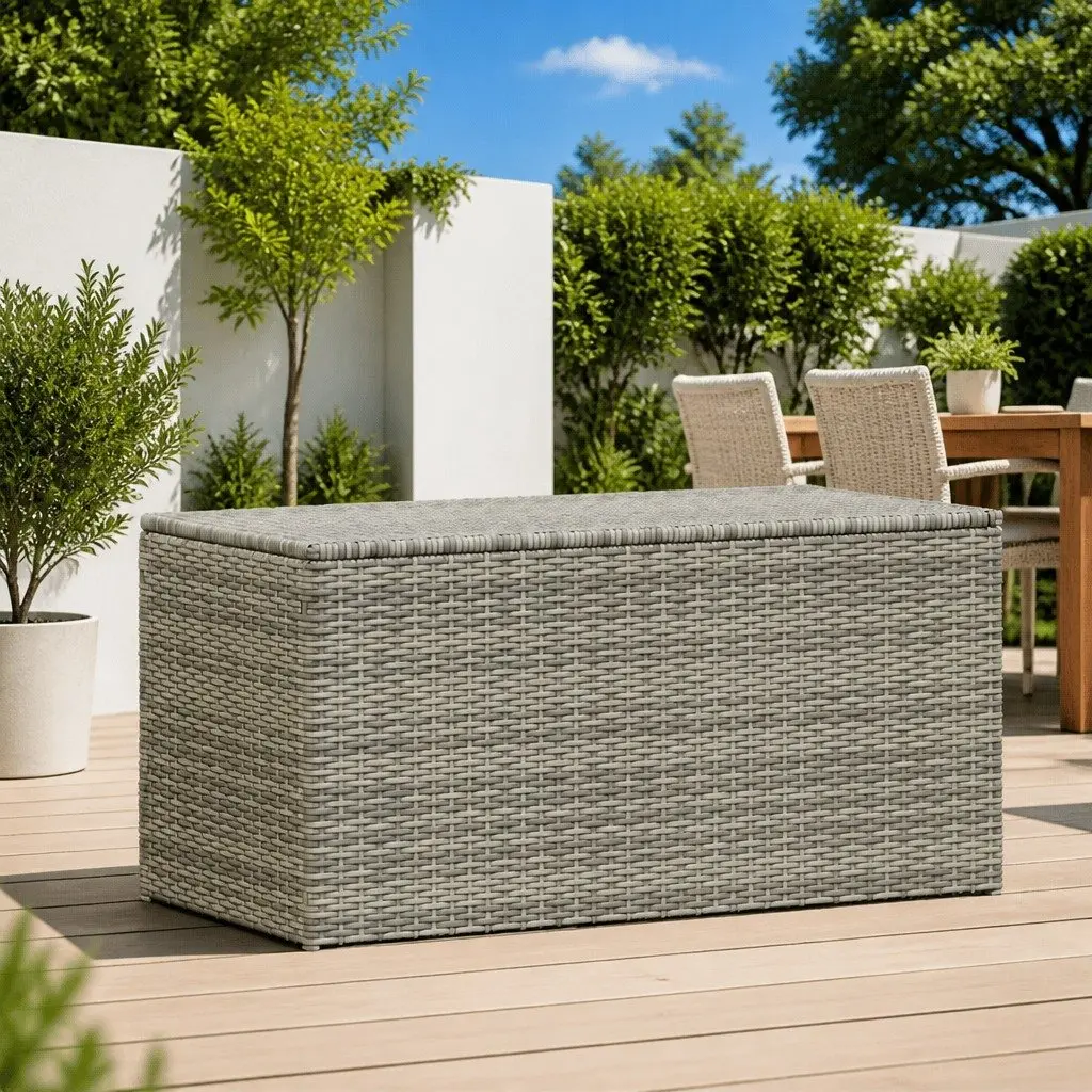 Garden Storage Box Poly Rattan 100x50x50cm Grey
