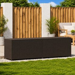 Sturdy Brown Poly Rattan Garden Storage Box 200x50x60 cm