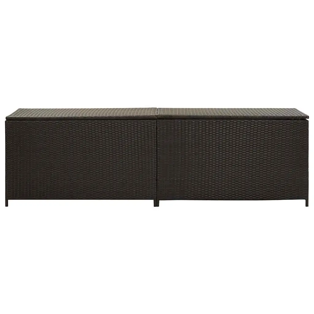 Brown Poly Rattan Garden Storage Box 200x50x60 cm