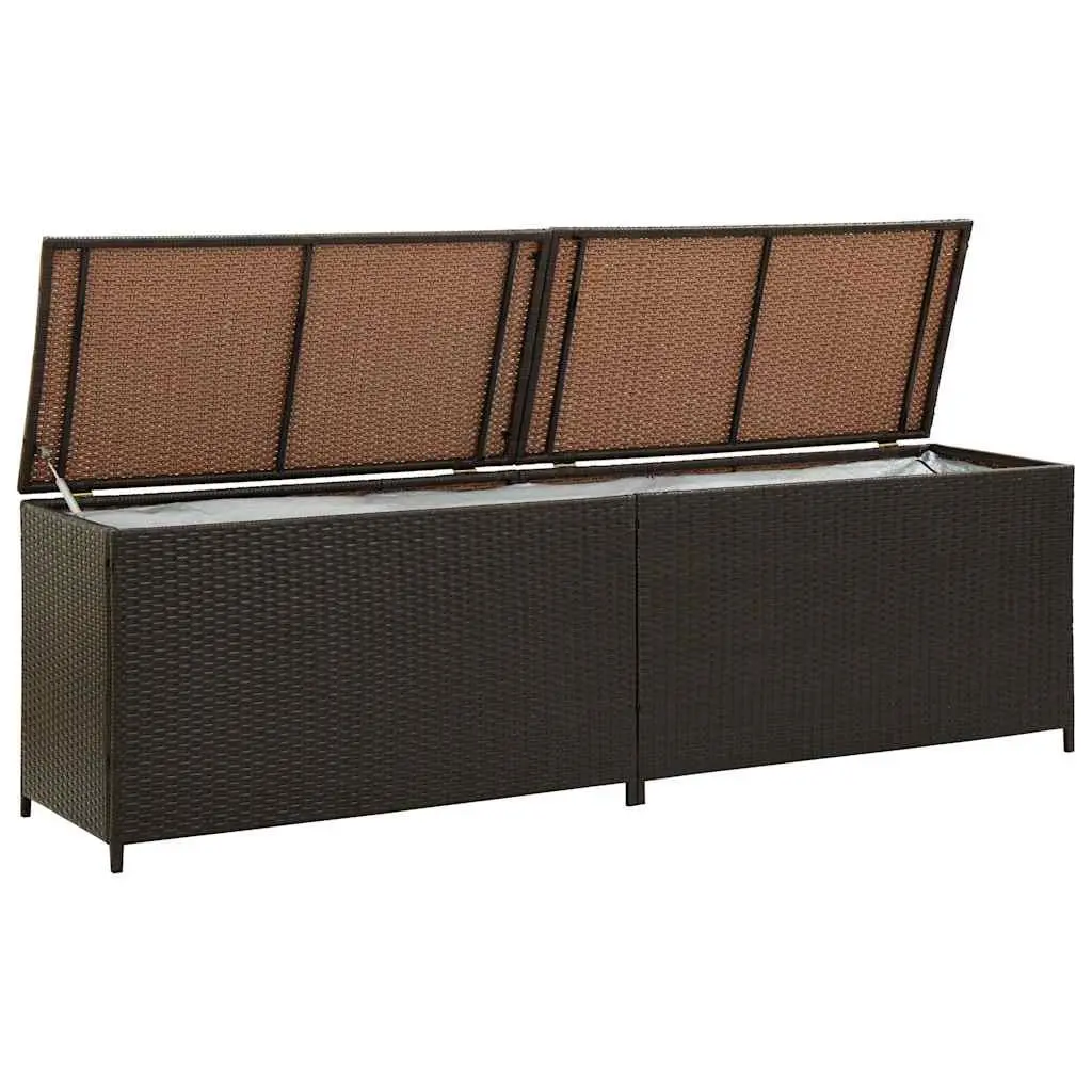 Brown Poly Rattan Garden Storage Box 200x50x60 cm