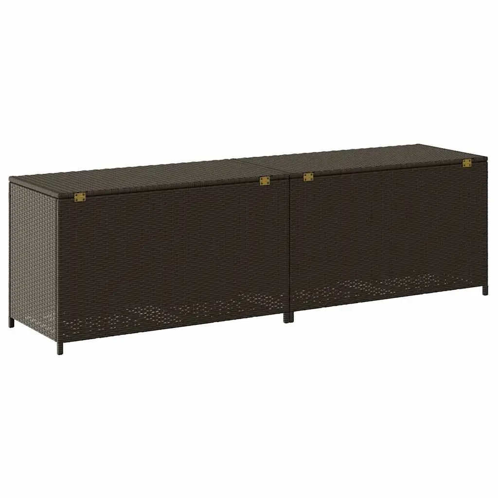 Brown Poly Rattan Garden Storage Box 200x50x60 cm