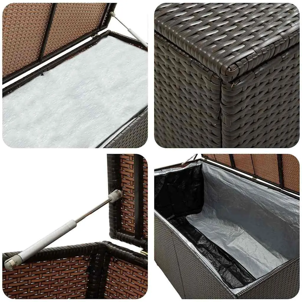 Brown Poly Rattan Garden Storage Box 200x50x60 cm
