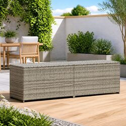 Outdoor Storage Box Garden Poly Rattan Trunk Grey Deck Patio Furniture