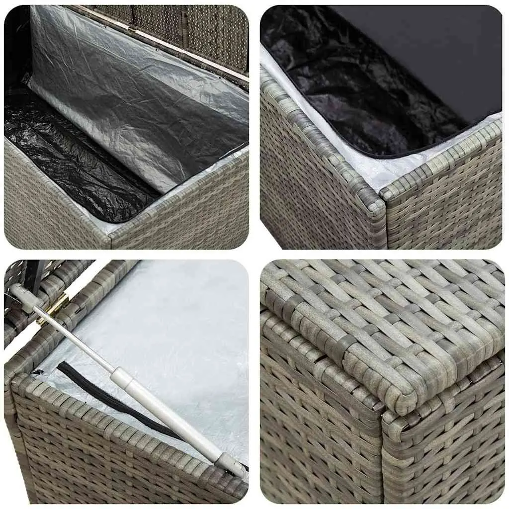 Grey Garden Poly Rattan Storage Box for Outdoor Use