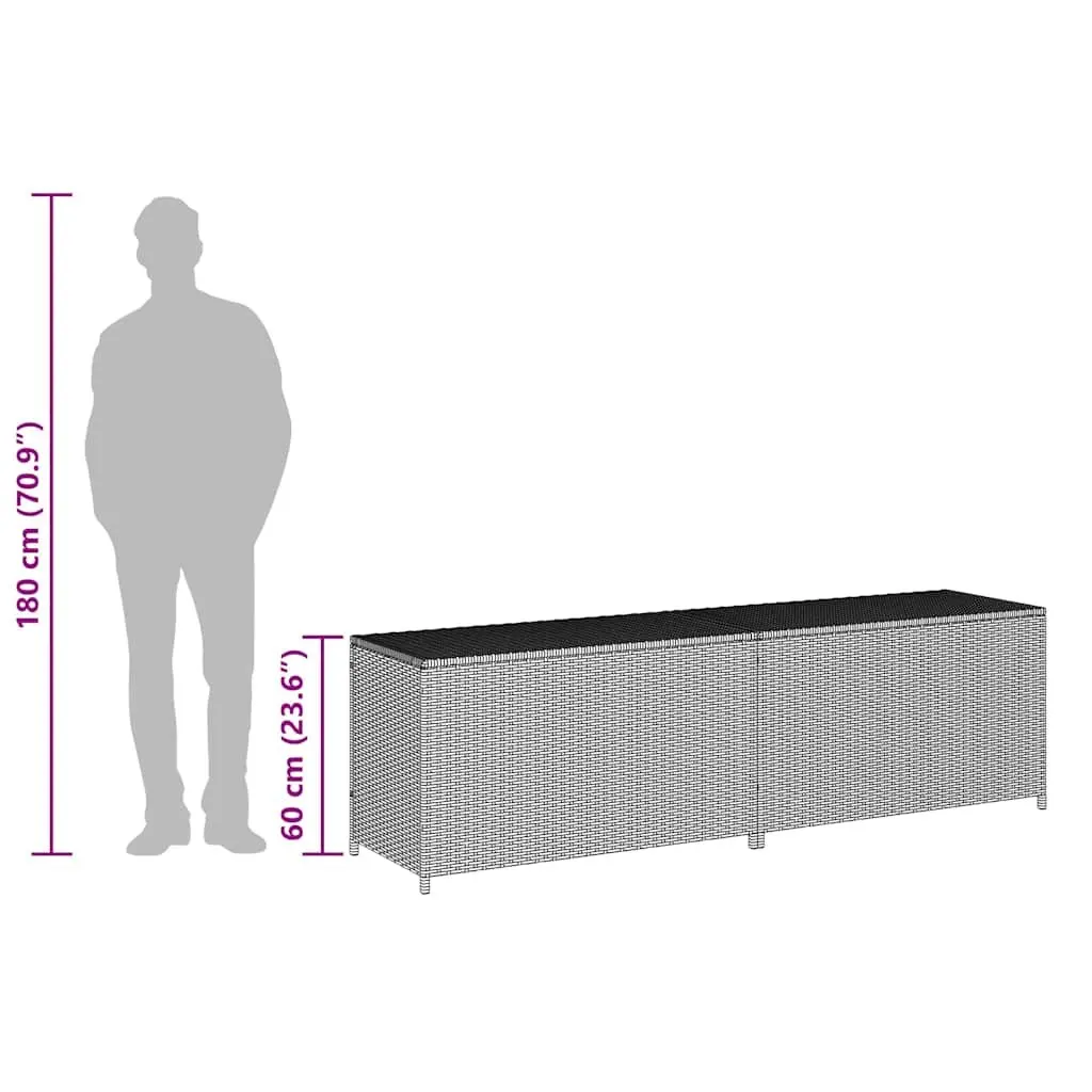 Grey Garden Poly Rattan Storage Box for Outdoor Use