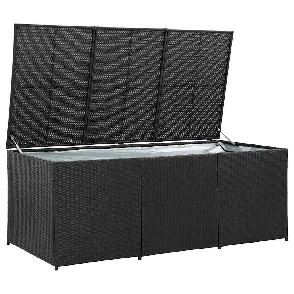 Garden Storage Box Outdoor Poly Rattan Patio Furniture Deck Chest Black