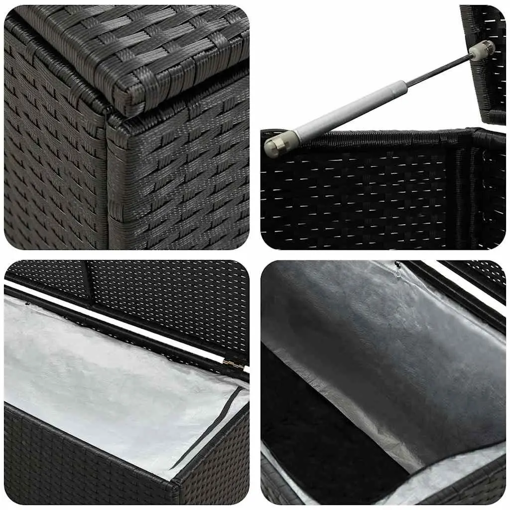 Garden Storage Box Outdoor Poly Rattan Patio Furniture Deck Chest Black