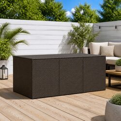 Brown Poly Rattan Outdoor Storage Box 180x90x70cm