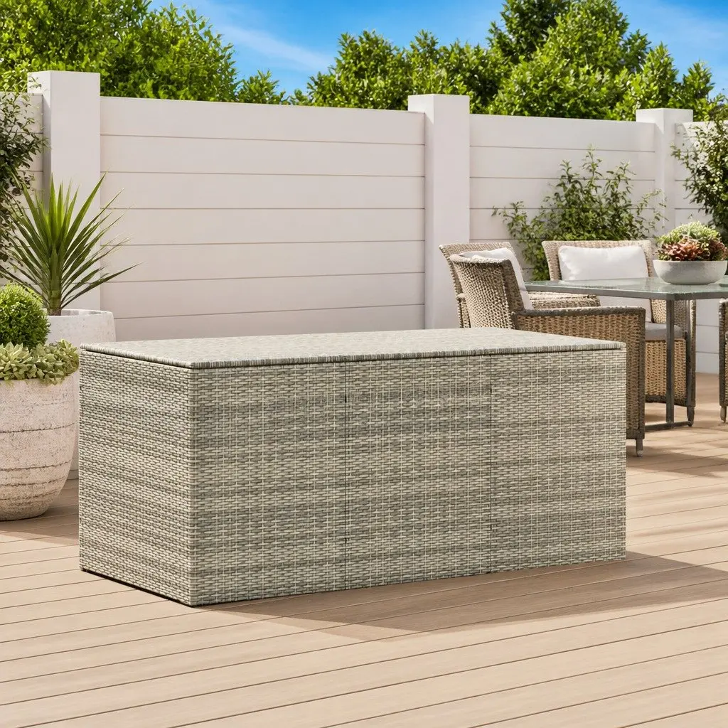 Poly Rattan Garden Storage Box 180x90x70cm Grey
