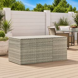 Sturdy Poly Rattan Garden Storage Box 180x90x70cm Grey